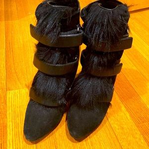 Isabel Marant black Fur Pierce Boots Wedge 40
